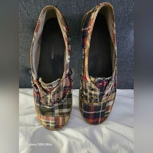 Vintage * Tommy Hilfiger Madras Plaid Slip-Ons * Women's Sz 9.5 * Preppy